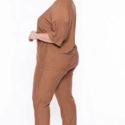 Zenana Plus Size Dee Lounge Set- Camel