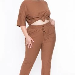 Zenana Plus Size Dee Lounge Set- Camel