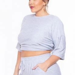 Zenana Plus Size Dee Lounge Set- Heather Grey