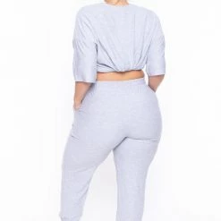 Zenana Plus Size Dee Lounge Set- Heather Grey