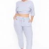 Zenana Plus Size Dee Lounge Set- Heather Grey