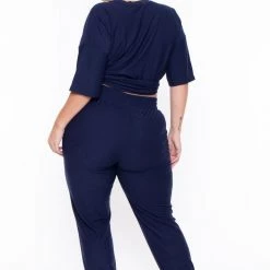Zenana Plus Size Dee Lounge Set- Navy Sets