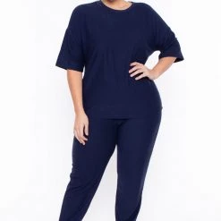Zenana Plus Size Dee Lounge Set- Navy Sets