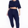Zenana Plus Size Dee Lounge Set- Navy Sets