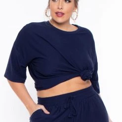 Zenana Plus Size Dee Lounge Set- Navy Sets