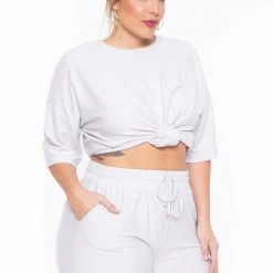 Zenana Sets Plus Size Dee Lounge Set- Off White