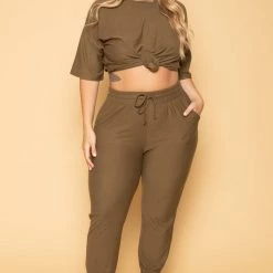 Zenana Plus Size Dee Lounge Set- Olive Sets