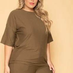 Zenana Plus Size Dee Lounge Set- Olive Sets