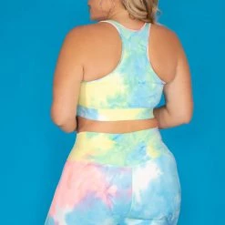 Zenana New Arrivals Plus Size Gabi Tie Dye Biker Shorts Set - Neon Green
