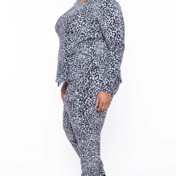 Zenana Plus Size Jaguar Cozy Tracksuit Set - Grey Matching Sets