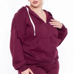 Zenana Plus Size Zoe Lounge Set - Burgundy