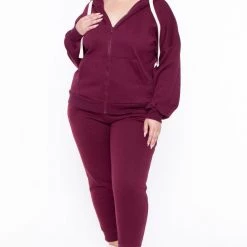 Zenana Plus Size Zoe Lounge Set - Burgundy