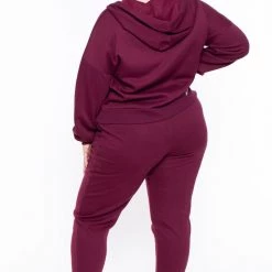 Zenana Plus Size Zoe Lounge Set - Burgundy