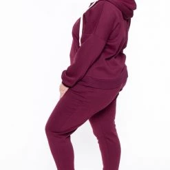 Zenana Plus Size Zoe Lounge Set - Burgundy