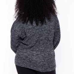 Zenana Plus Size Heathered Sweater - Black Tops