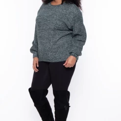 Zenana Plus Size Heathered Sweater - Hunter Green
