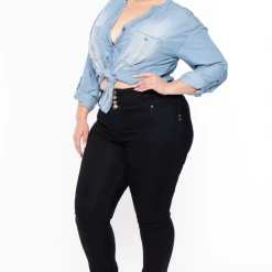 Zenana Plus Size Oaklynn Denim Top- Light Wash Blue Tops