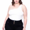 Zenobia Tops Plus Size One Shoulder Top - White