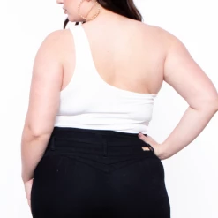 Zenobia Tops Plus Size One Shoulder Top - White