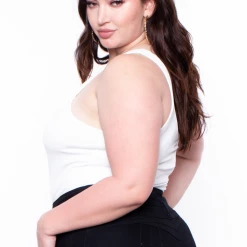 Zenobia Tops Plus Size One Shoulder Top - White